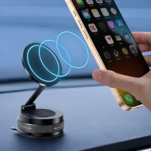 360° Foldable Magnetic Vacuum Car Phone Holder Strong Suction Magnetic Phone Mount
